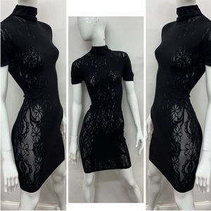 Free People Lace Short Sleeve Midi Dress In Black. NWOT! Sz XS/S & M/L
